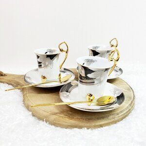 Tea Cup Set  of 3 Porcelain Japan Style Demitasse Tea Cup Set  of 3